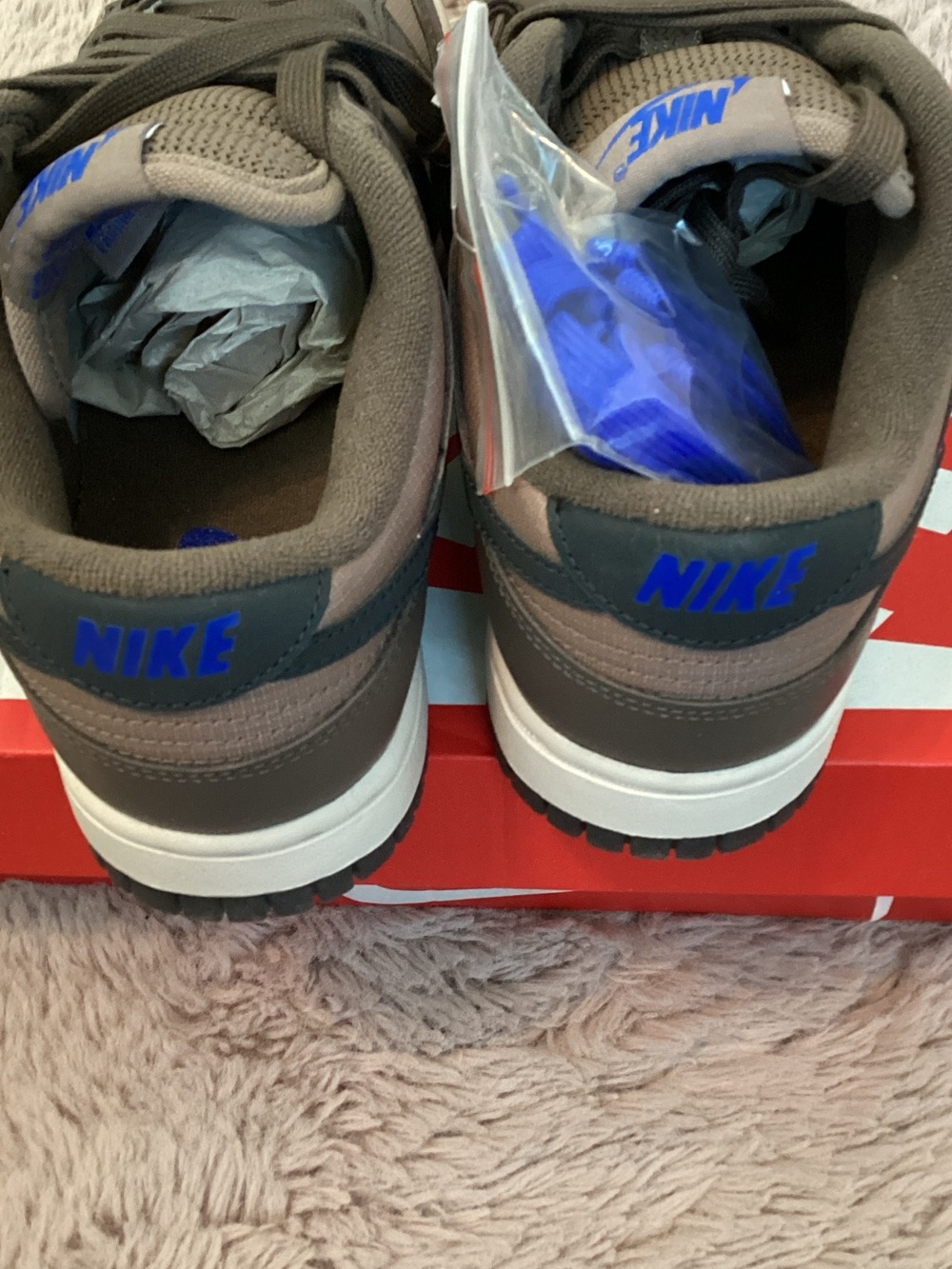 Nike Brown and Black Low-Top Sneakers with Blue Accents - Picture 3 of 7